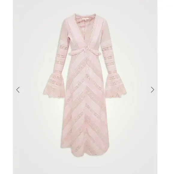 LoveShackFancy Blush Maxi Dress with Ruffle Sleeves - Picture 3 of 11